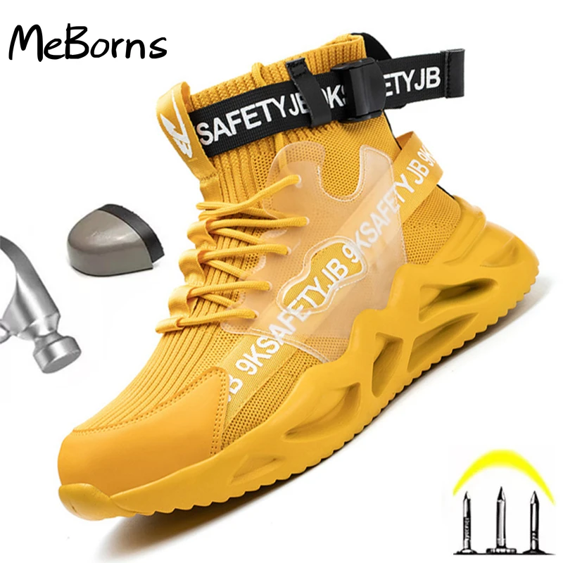 

2022 New Work Boots Men Safety Shoes Steel Toe Safety Ankle Boots Indestructible Shoes Anti-smash Work Socks Sneakers Footwear