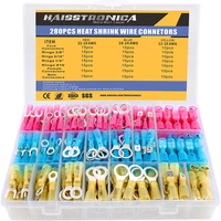 haisstronica 280pcs heat shrink wire connectors electrical connectors kitring fork spade butt splice3colors7size