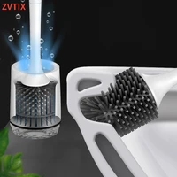 silicone toilet brush toilet household floor cleaning brush rubber head support toilet home decoration bathroom accessories kit