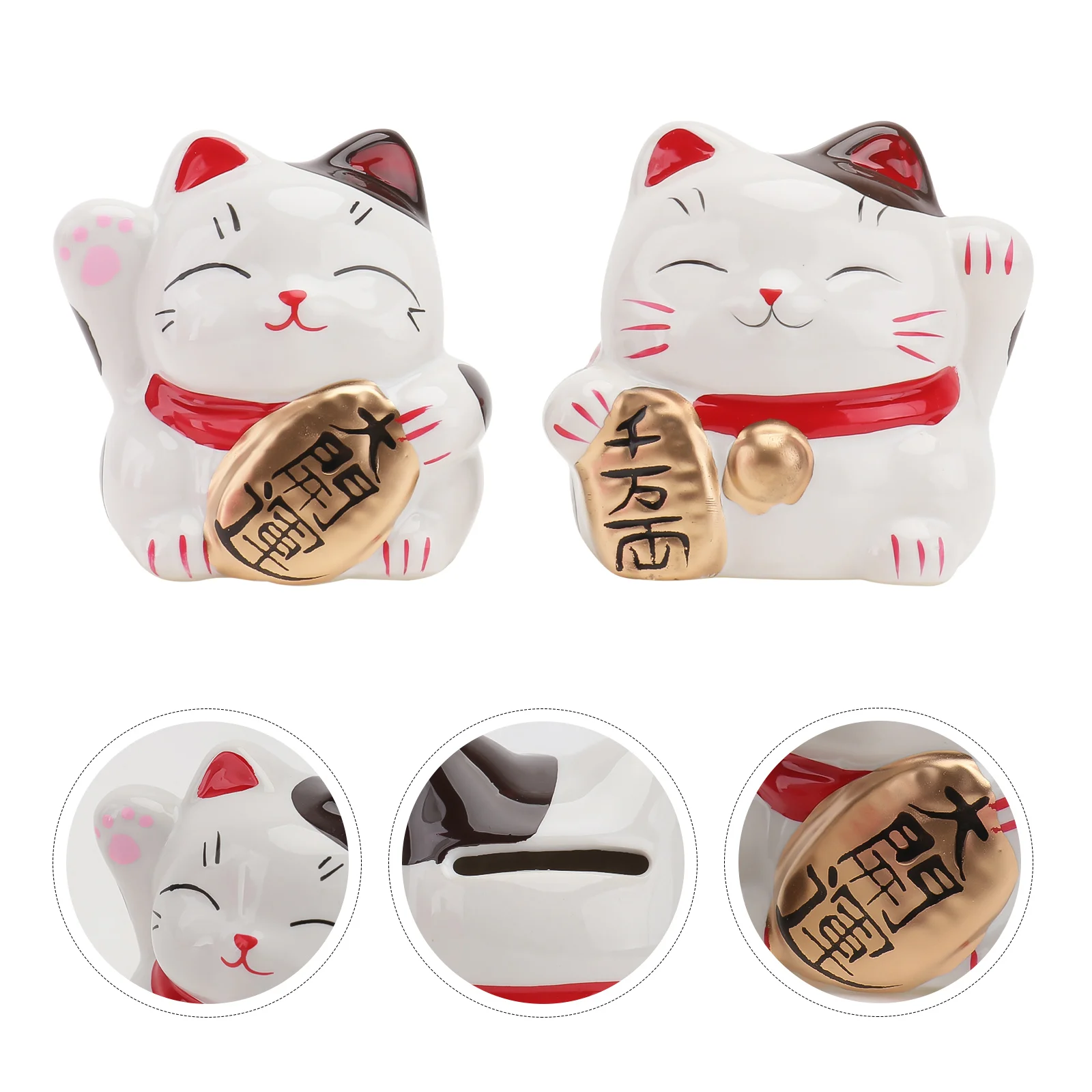 

2 Pcs Cat Piggy Bank Girl Car Accessories Money Saver Box Home Décor Lucky Cat Gift Fat Cat Piggy Banks