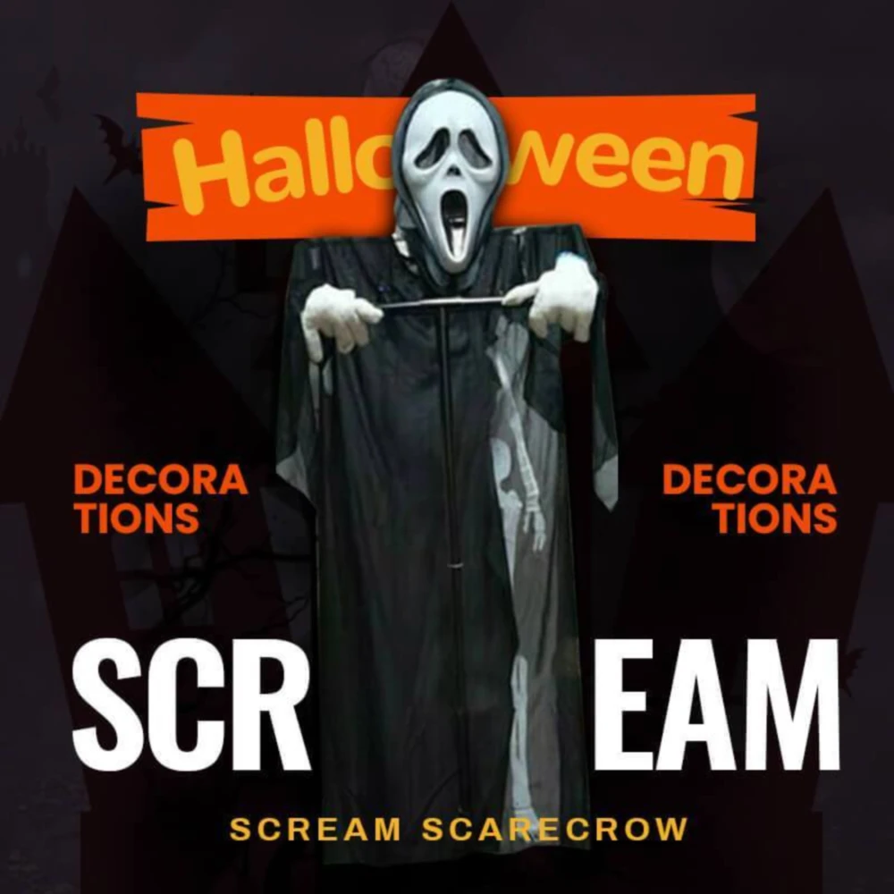 

Ghostface Scarecrow Halloween Scary Hanging Ghostface Screaming Scarecrow For Halloween Party Supplies Decoration Mask Scary