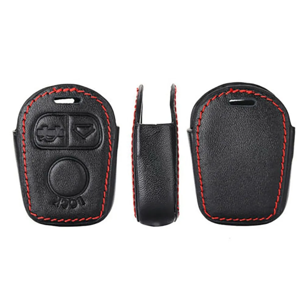 

3 Buttons Key Cover Black Case Cover Key Chain Leather Perfect Durable