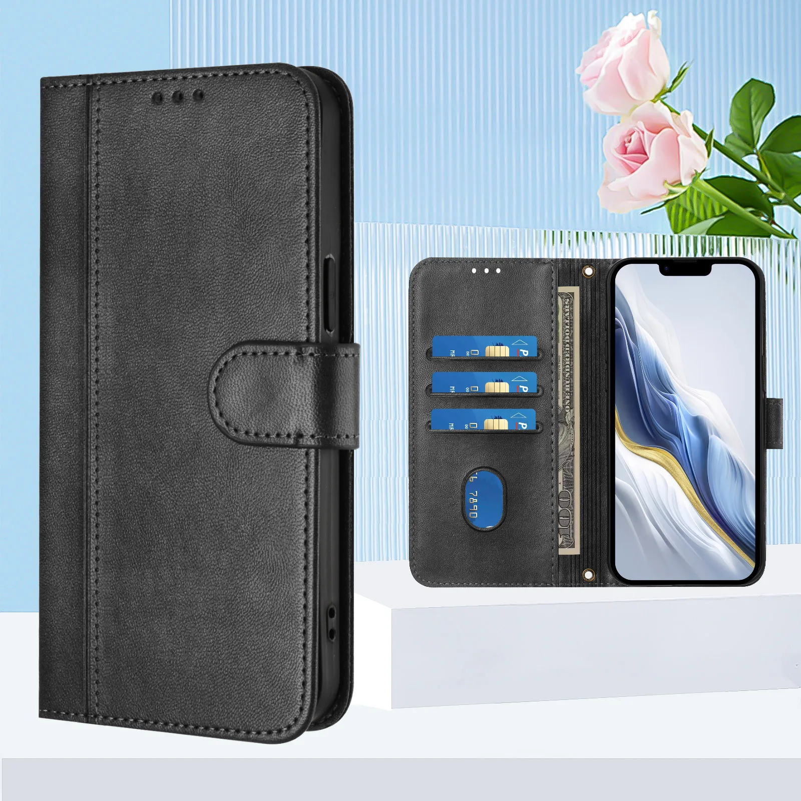 Фото Винтажный кожаный чехол-кошелек для карт с откидной крышкой для OPPO Realme GT8 GT7 Pro GT6T GT6 GT5 GT3T GT3, 3 слота, защита от падений №5