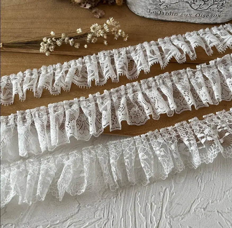 4 метра/Лот белая кружевная плиссированная лента детская одежда декоративный