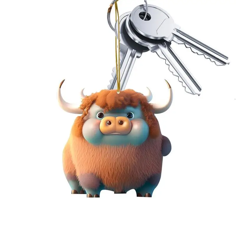 

Handmade Decoration Supplies Cartoon Car Pendant 2D Cow Christmas Tree Ornament For Car Christmas Tree Door Window Bag Keychain
