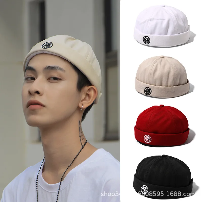 

Chinese Landlord Hat Men's Trendy Summer Thin Hip Hop Hat Brimless Skullcap Men's Retro Street Trendy Yuppie Hat Women's New