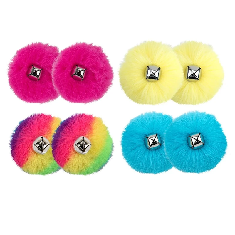 

8 Pieces Fluffy Tie-On Roller Skate Pom Poms For Girls Women Quad Roller Skates Decoration, 4 Colors