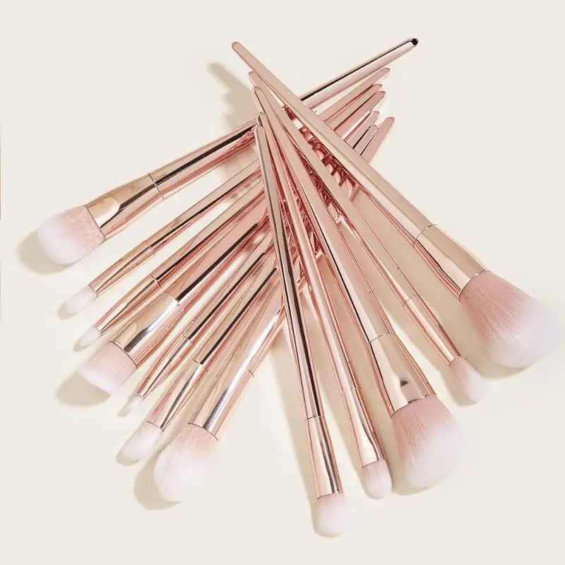 

GUJHUI 12 PCS Champagne Makeup Brushes Set Eye Shadow Eyeliner Eyelash Eyebrow Blush Foundation Blending Make Up Brush Tools Kit