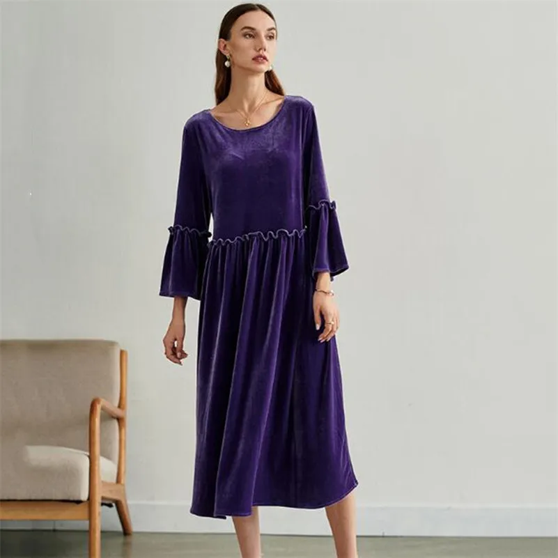 

Vintage High Street Autumn Dress Women Casual Loose Flare Sleeve A Line Dress O Neck Winter Party Vestidos Elegant Female