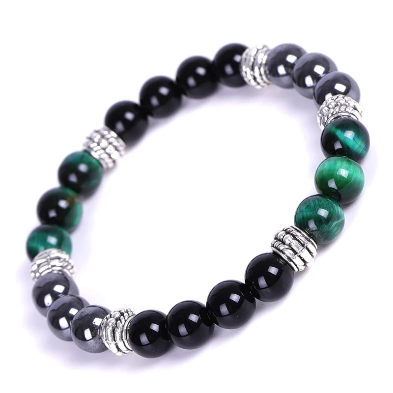 

Charm Bracelet For Wen And Women Natural Stone Bracelet Hematite Beads Black Obsidian Tiger's Eye Stone Hand String Bracelets