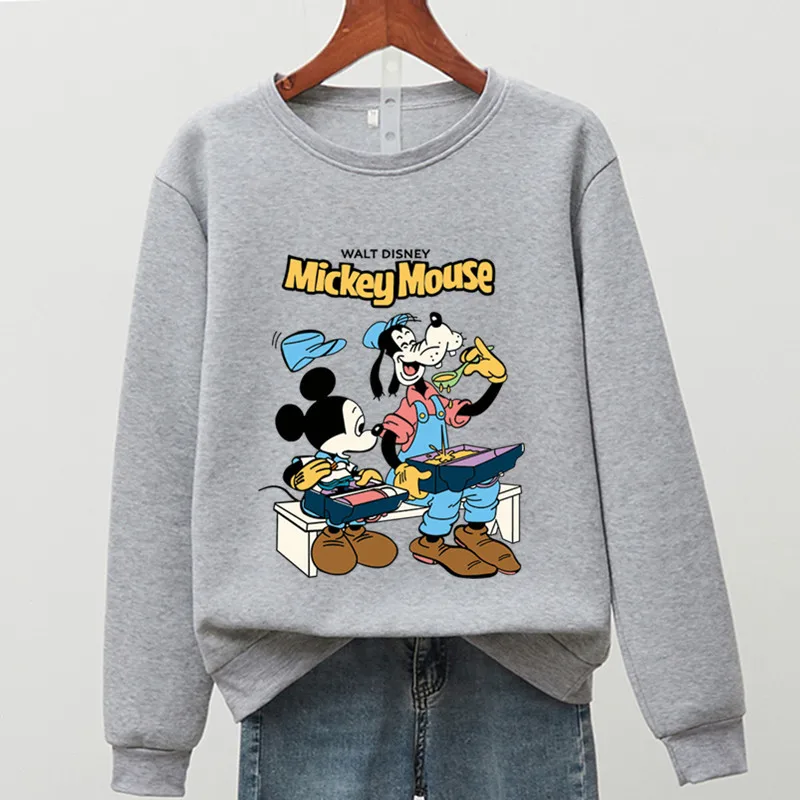 

2021 Women Anime Sweatshirt Hoodie Mickey Mouse Long Sleeve Top Harajuku Pullover Hoodie Goofy Fleece Warm Autumn Disney Hoodie