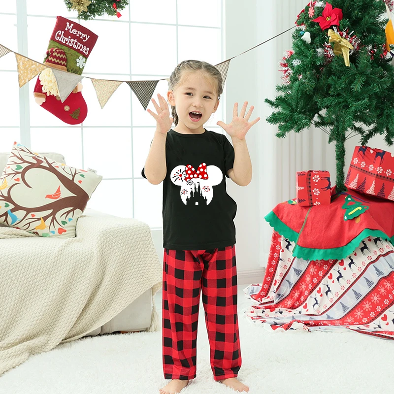 Family Matching Pajamas Exclusive Design Cartoon Mice Castle Black Pajamas Set