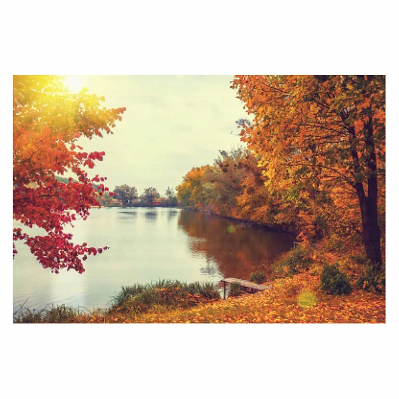 

5D алмазная живопись «сделай сам», Осенний пейзаж с озером, Набор для вышивки стразами, мозаика с закрытым изображением, домашний декор, пода...