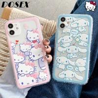 sanrio hello kitty cinnamoroll cartoon phone case for iphone 12 11 13 pro max xs mini x xr 7 8 plus case clear cover women girls