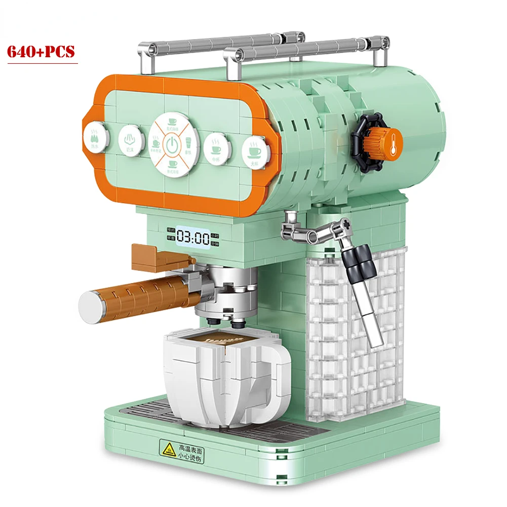 

Mini Blocks Creative Coffee Machine Retro Modern Machine Assembly Model Building Blocks Toys For Children Christmas Gifts