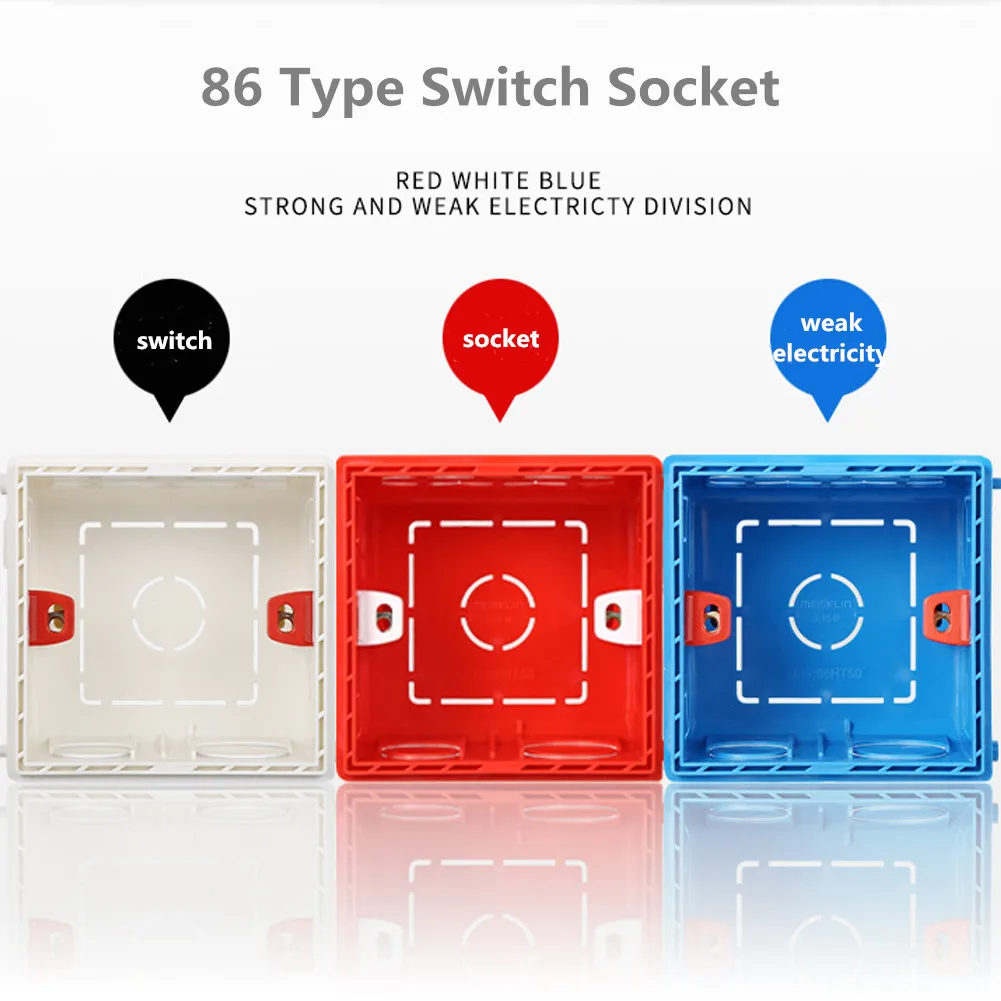 

86 Type Atlectric Mounting Box Cassette Switch Socket Junction Box Hidden Concealed Internal Mounting Box Blue White Red