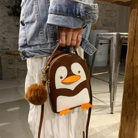 cute penguin handbag for women fashion pu leather ladies shoulder crossbody bags 2022 new small top handle bag girls purses gift