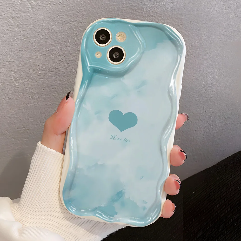 Чехол с волнистыми краями Love Heart для Xiaomi Redmi Note 12 Pro 11 10 9 10S 11S 12S 10C 12C 13C 9T 9A 9C Poco X3 X5