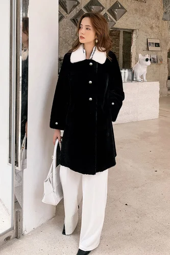 

brand genuine Luxury 2023 New Real Natural Wool Winter Jacket Women Coat Double-faced Genuine Leather Mink Fur Collar Warm Outer