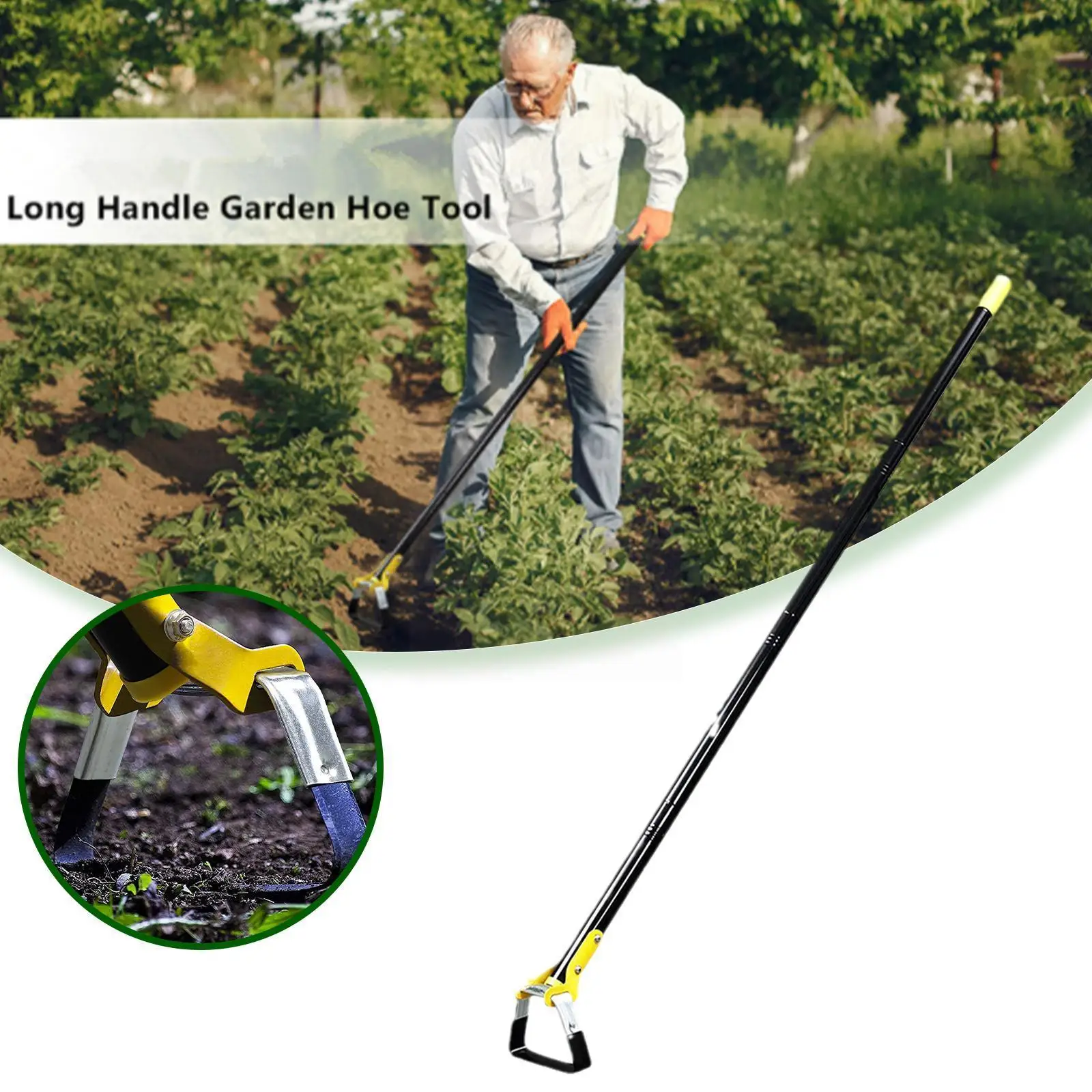 

Mini Action Hoe For Weeding Carbon Steel Garden Hoe Soil Loosening Weeding Sickle Cutting Grass Gardening Garden Tool Silve W7u2