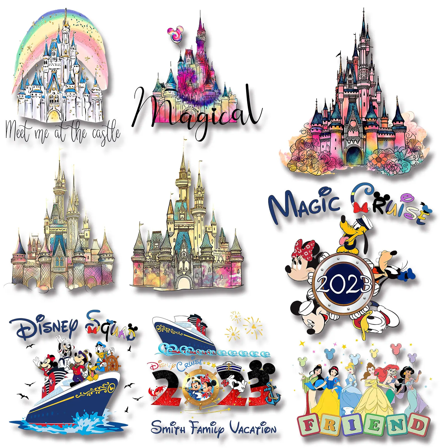 

Mickey Minnie Castle Disney Cruise 2023 Princess Iron-on Transfers for Clothing Firm and Fadeless DIY Decoration