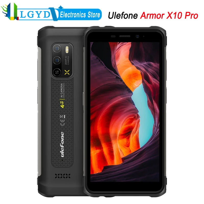 Ulefone Armor X10 Pro Rugged Phone 5.45'' Global Version 4GB RAM 64GB ROM Android 11 MTK Helio P22 Octa Core NFC Face ID 4G LTE