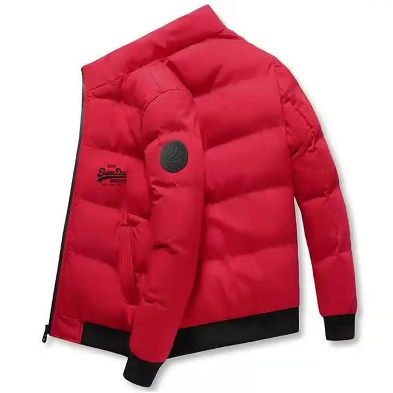 Men's cotton padded clothes Men's winter warm keeping solid color hooded down jacket Thick duck coat Men's cotton padded clothes