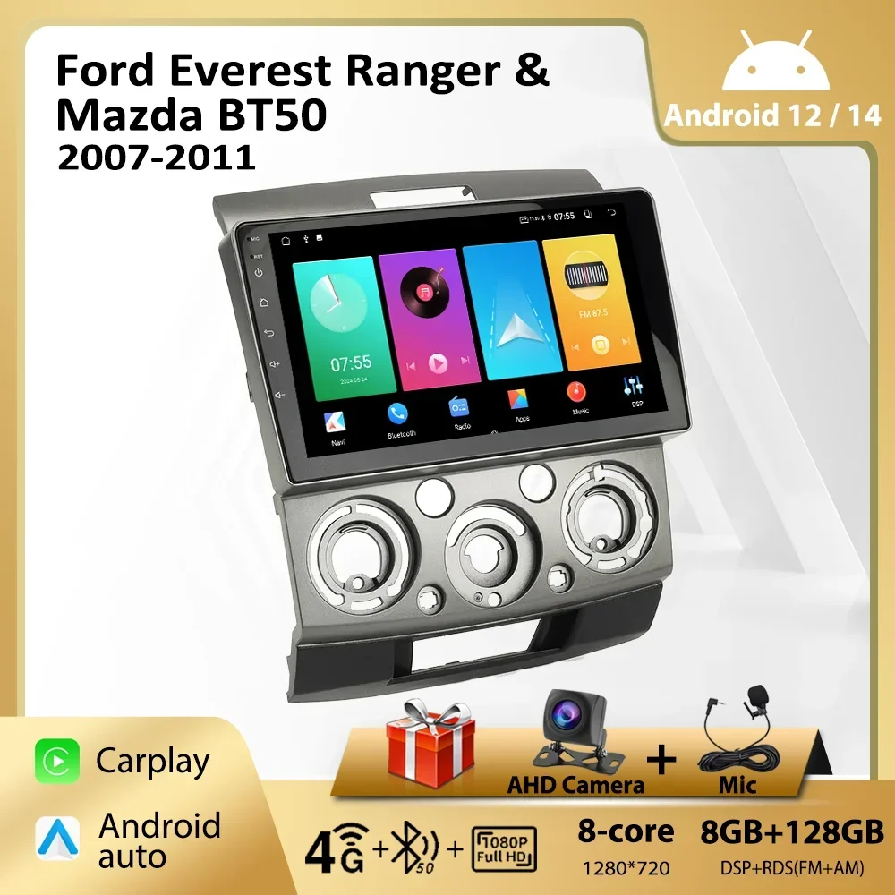 Автомобильный Мультимедийный Плеер Android 12 Для Ford Everest Ranger Mazda BT50 2007-2011 С