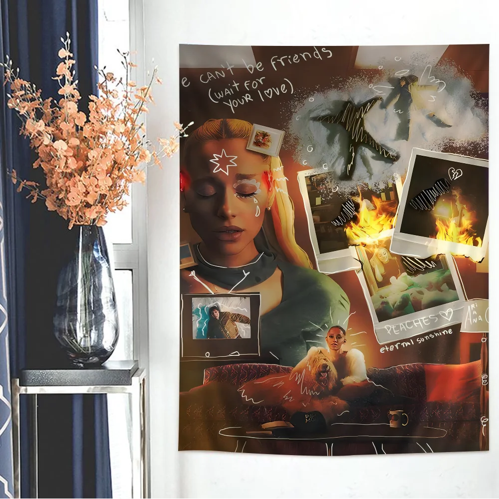 A-ArianaS G-GrandeS певица ретро принт аниме гобелен хиппи цветок настенные ковры Декор в