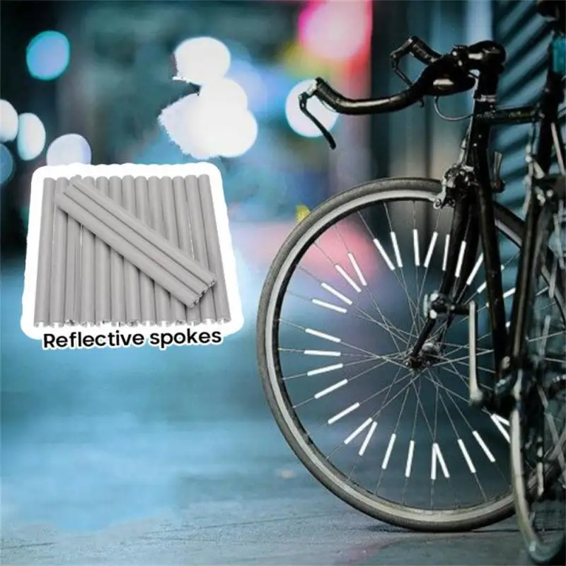 

12pcs Bicycle Reflective Stickers Wheel Decals Reflector Tubes Tape Safety Strips Kids Bicycle Sticker Balance Bike Decorations