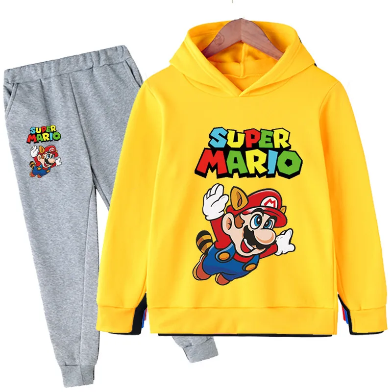 

Super Marios-bros Children's Clothes Hoodies Trousers Sets Boys Girls Clothing Pullover Costumes Autumn Games Anime Fashion Suit