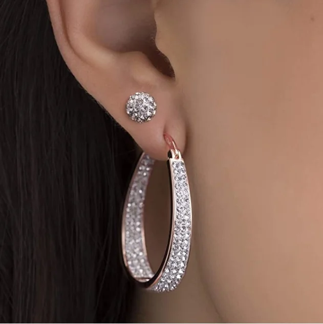 

ANGLANG Fashion Women Drop Dangle Huggie Hoop Earrings Micro Paved CZ Anniversary Birthday Fine Gift Daily Accessory