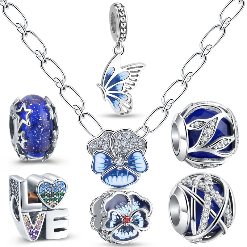 

2022 Glow-in-the-dark Firefly Flower Dangle Pendant Bead Fit Original Pandora Charm Silver 925 Bracelet DIY Women Design Jewelry