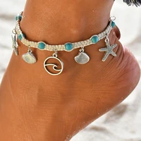 new fashion anklet starfish beach womens anklet shell sea wave weaving pendant hand and foot accessories beach accessories