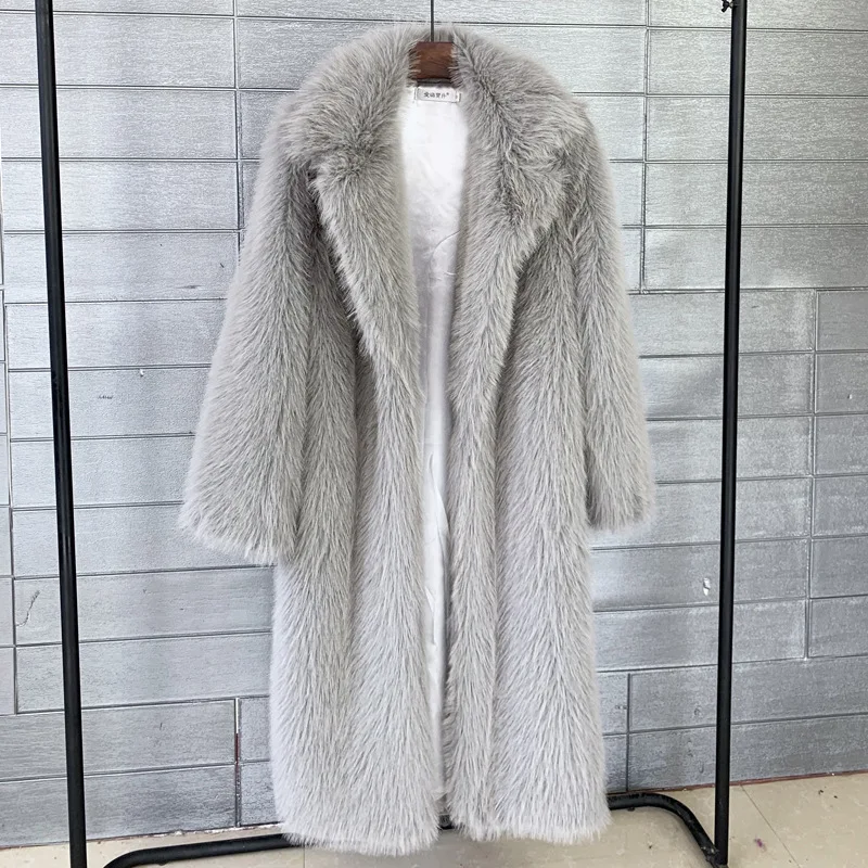 Autumn and Winter 2022 Women's Long Suit Collar Overcoat Fashion Faux Fur Coat Casaco Feminino De Inverno Super Quente