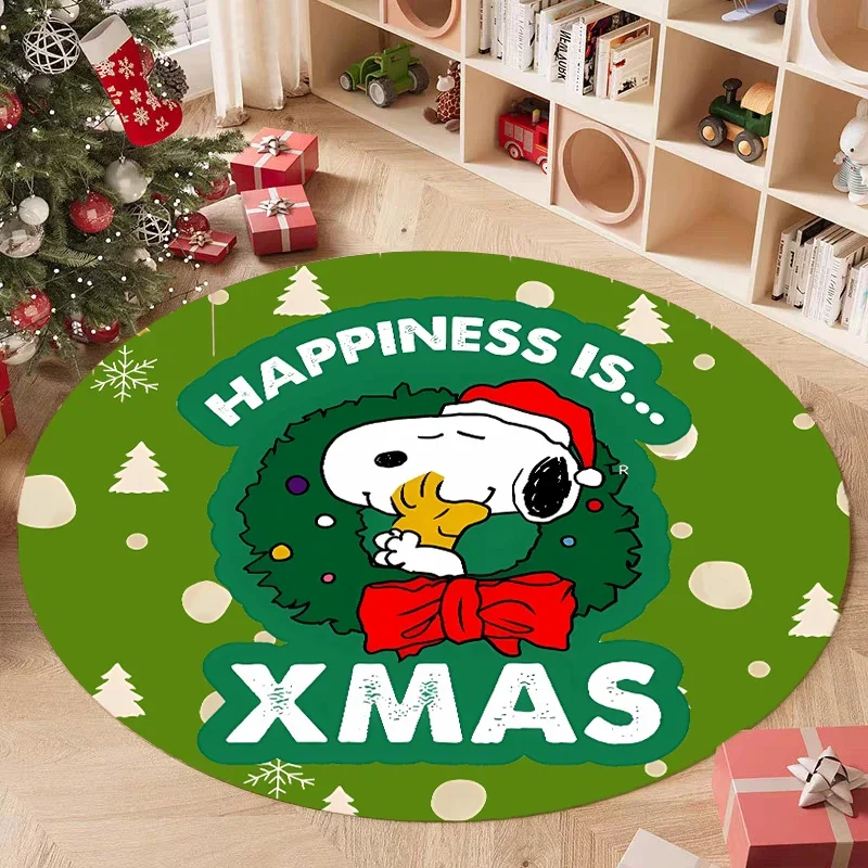 Снупи Рождественский фланелевой круглый напольный коврик Нескользящий ковер