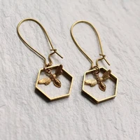 fashion personality metal three dimensional geometric earrings retro creative bee ear hook earrings jewelry