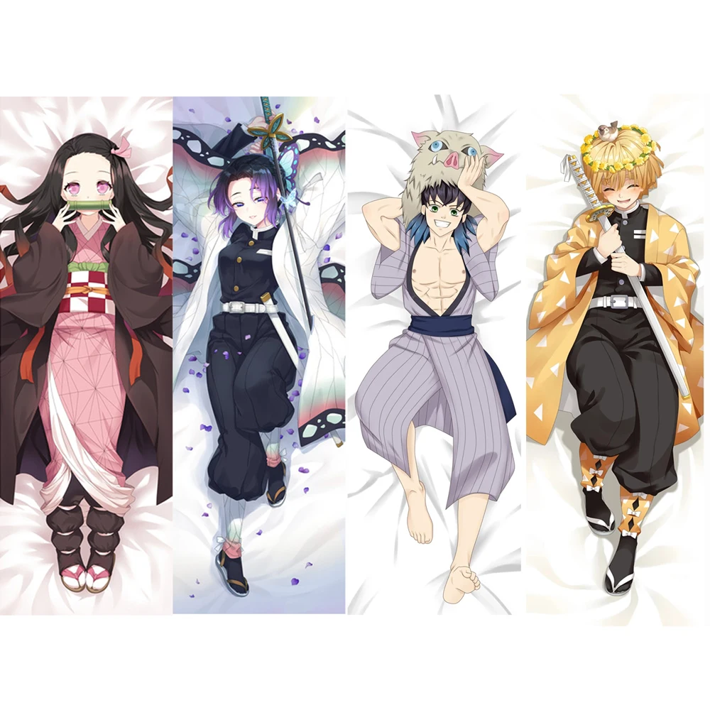 

Hot Demon Slayer Pillowcase Peachskin Pillow Cover Double-sided Printed Body Pillow Case Anime Cosplay Zipper Cushion Cover Gift