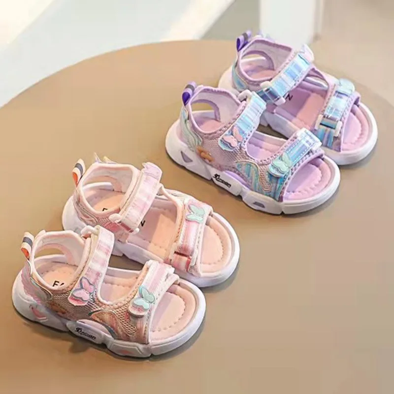 Cute Children Sandals Ventilative Cloth Outdoor Hiking Shoes Kid Beach Slides Non-slip Sneakers for Girl Free Shipping