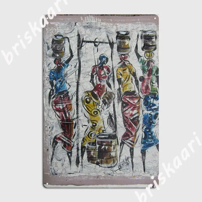 

Деревня женщина и вода колодец металлический знак Настенный декор стена паб дизайнерский паб Жестяная Табличка на гараж постер