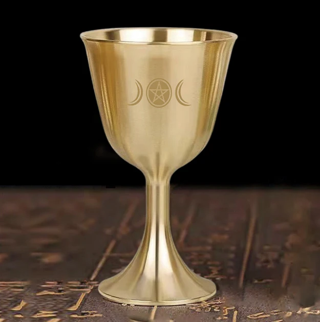 

Винтажный бокал для алтаря с пентаграммой, чашка для Халса из твердой латуни, чашка для Хелла, украшение для свадьбы, домашний декор, чашка д...
