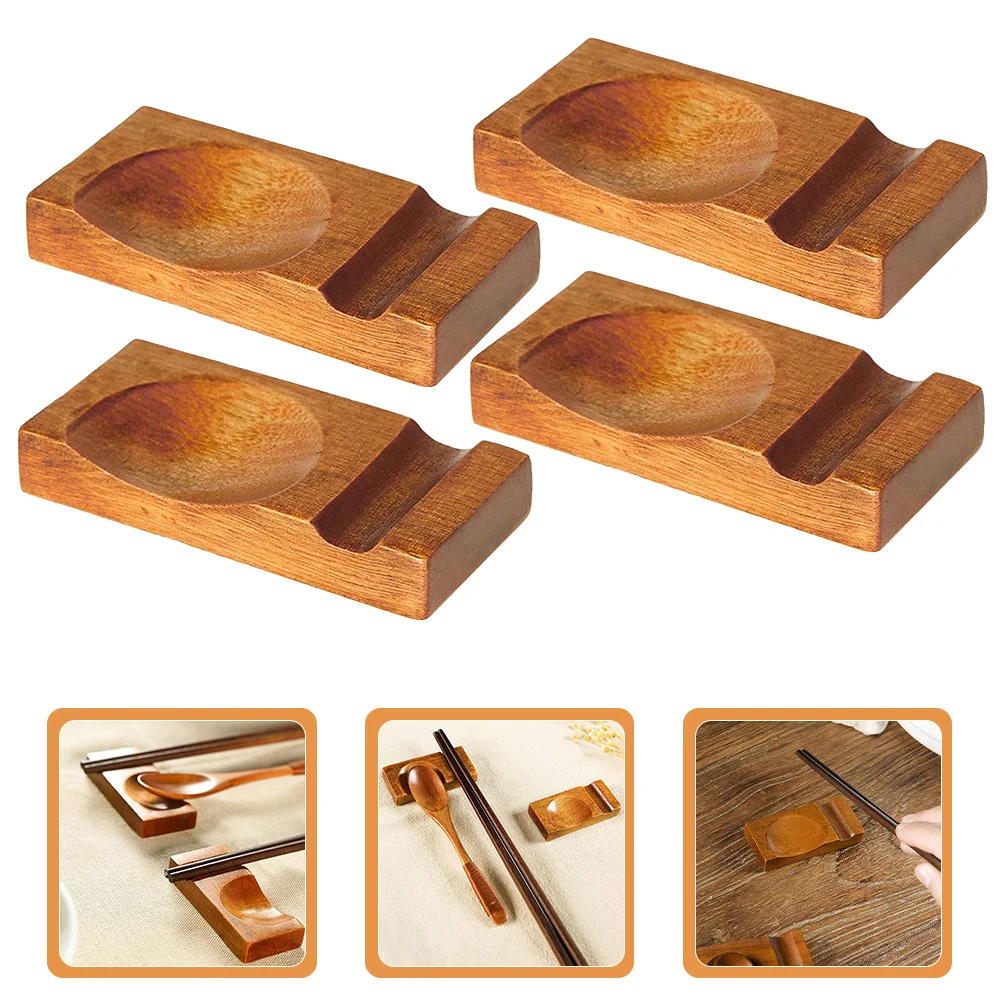 

4Pcs Spoon Holder Chopstick Rest Wood Chopstick Holder Spoon Rest Chopstick Holder Wood Spoon Holder Wood Chopstick Rest