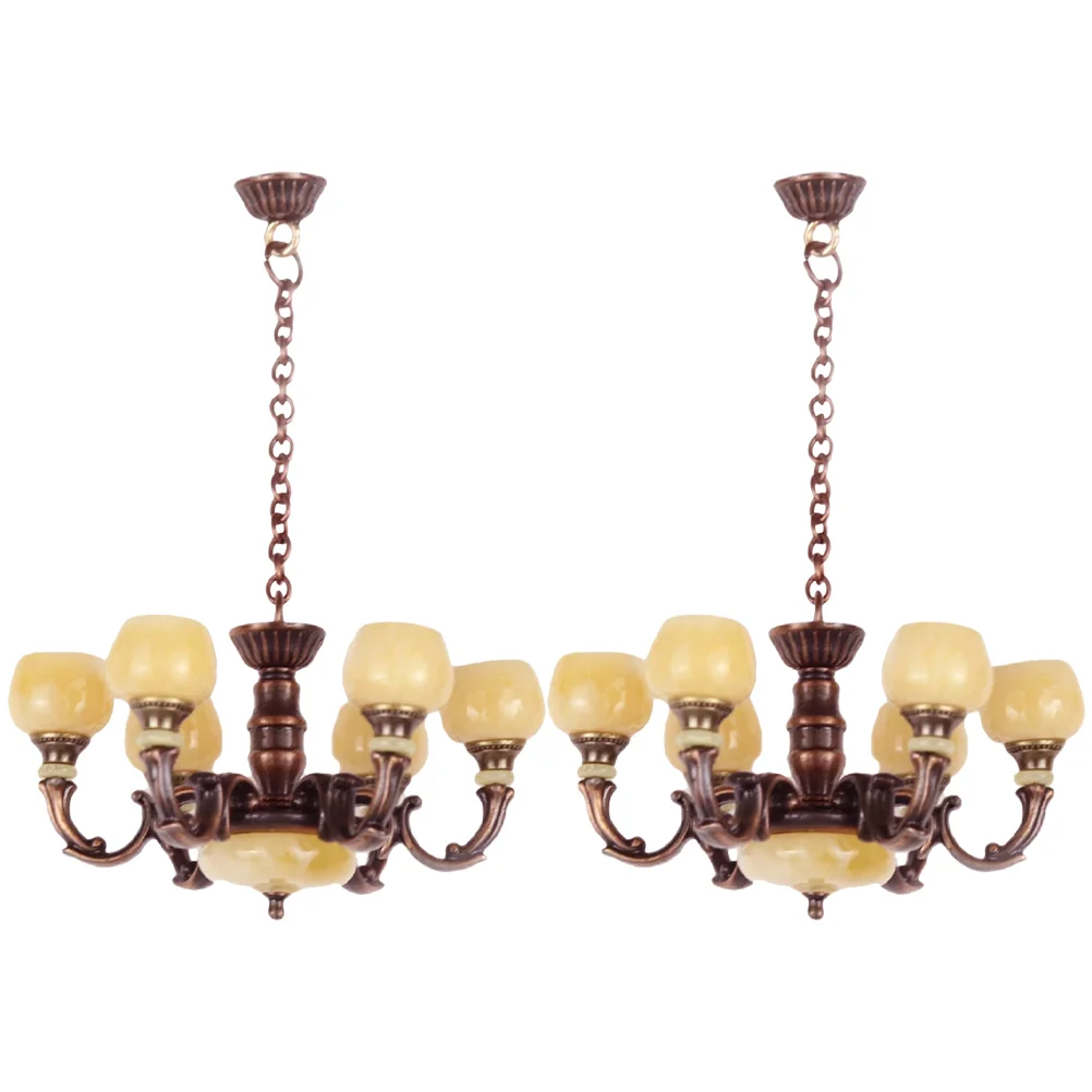 2 шт. люстра для кукольного домика подвесной светильник имитация мини-лампы