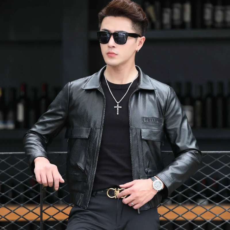 

Куртка Zm мужская из натуральной кожи, мотоциклетный пиджак, модная одежда