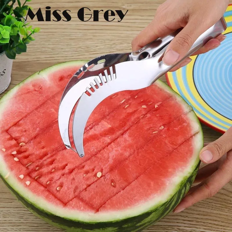 

Watermelon Slicer Cutter Stainless Steel Creative Fast Melon Cutting Artifact Multifunction Fruit Knife Tools Kitchen Accessorie