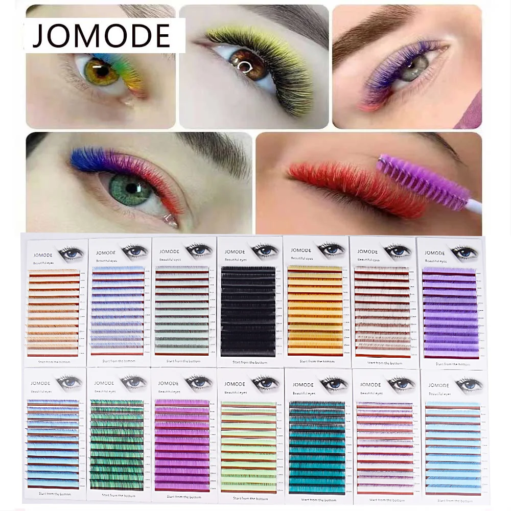 Ресницы искусственные индивидуальные цветные градиент фиолетовый синий зеленый белый C/D изгиб.