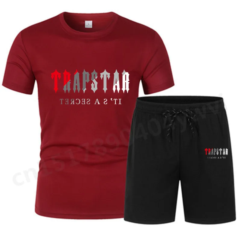 2022 TRAPSTAR Printed two piece Men's brand  short sleeve T-shirt + shorts casual sports casual set