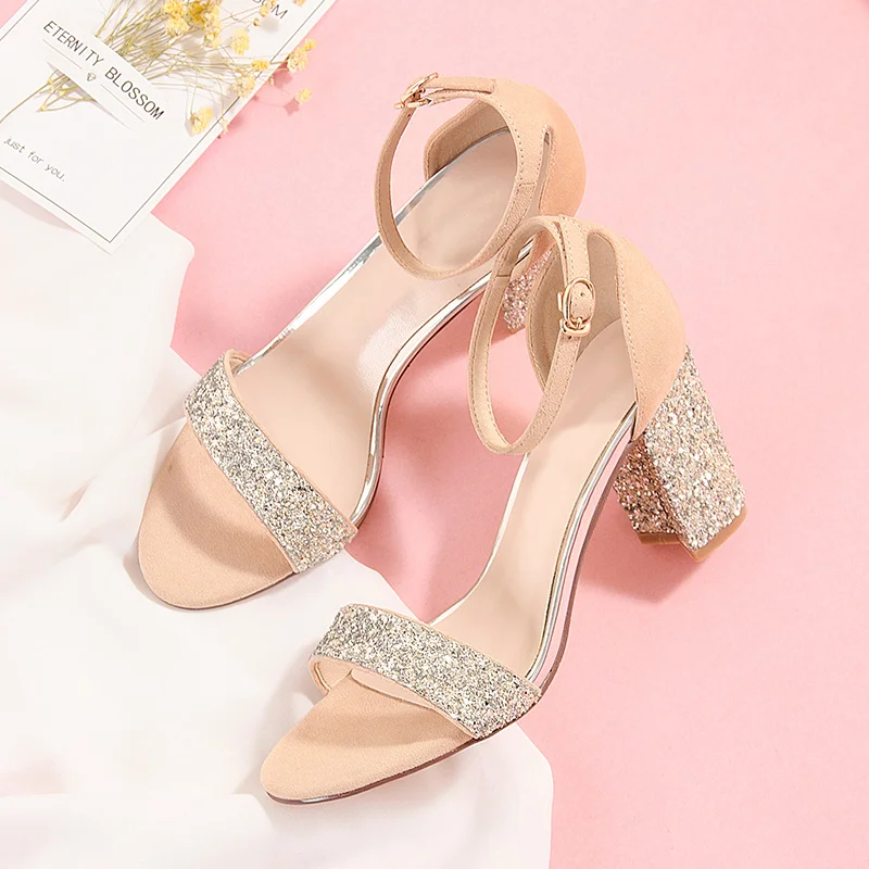 

2021 Summer Fashion Design Weave Women Sandals Transparent High Heels Ladies Sandals Thick Heel All-match Open Toe Shoes