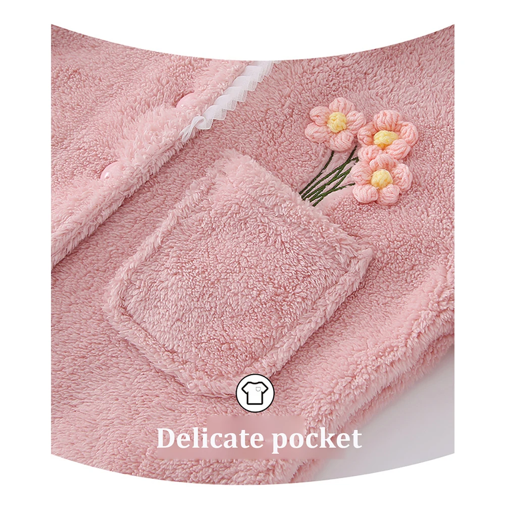 Super Thick Flannel Warm Women's Winter Pajamas Sweet Cute Floral Pajamas for Women Loose Sleepwear Coral Fleece Pyjamas Sets