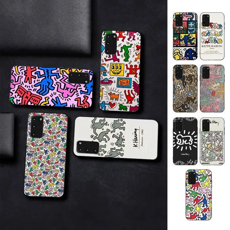 

K-eith H-Haring Phone Case for Samsung S10 21 20 9 8 plus lite S20 UlTRA 7edge
